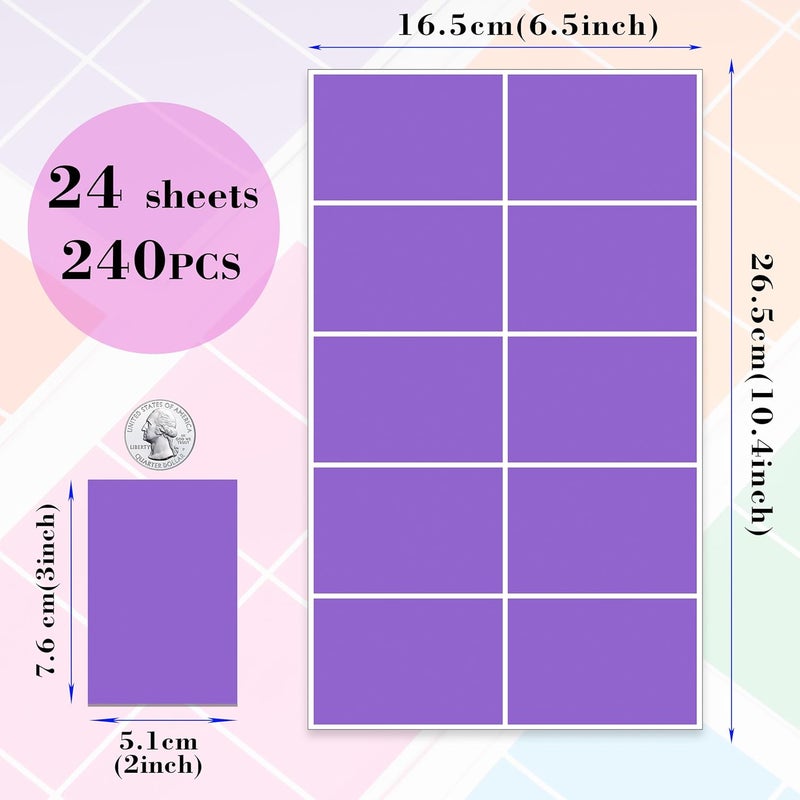 YSHIHE 240 PCS Colored Labels Stickers 3 x 2 Inch Rectangular Moving Labels 8 Colors Large Color Coding Labels - Light Color - Image 2